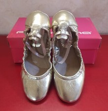 Ballerina Bambina FORNARINA Pelle Platino Oro - Suola Cuoio - Tg. 34 - NUOVO