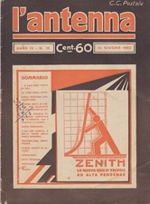 L'ANTENNA - 15 Giugno 1932 - Cent. 60 - ZENIT la nuova serie di Valvole