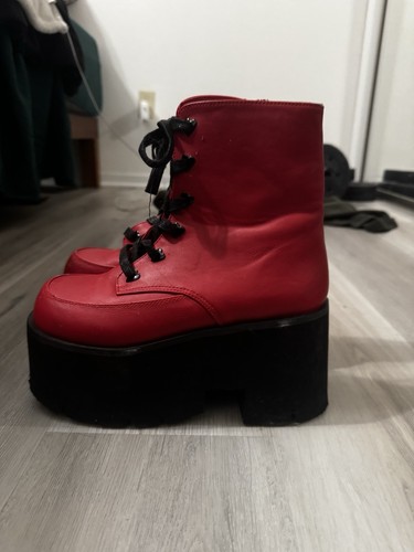 Platform red boots - red, demonia