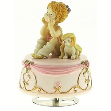 CARILLON MECCANICO Cm.12 con BALLERINA con CANE Melodia:Il LAGO dei CIGNI 15009