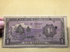 1 Banconote Piastre Indocine 1942-1945 colore viola originali d'epoca_negozio LDP.