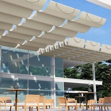 E&K Copertura pergola Retrattile Impermeabile Tenda da Sole Giardino Cortile Beige