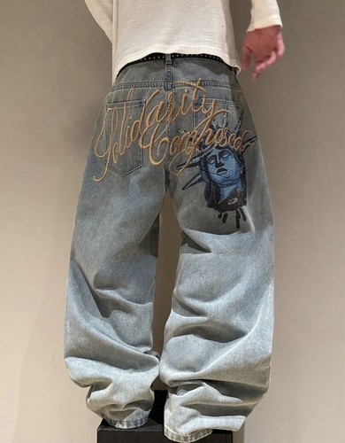 Jeans baggy y2k ricamati - jeans,