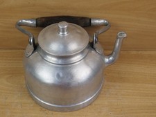 vecchia TEIERA BOLLITORE IN ALLUMINIO TORINO 18 manico in legno antico vintage