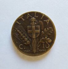MONETA 10 CENTESIMI VITTORIO EMANUELE III 1940 REGNO ITALIA @ AG70 @