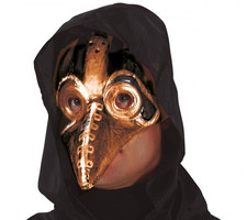 Maschera mezzo viso medico della peste argento e nero in pvc