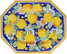 PIATTO 40X32CM OTTAGONALE LIMONI CERAMICA CALTAGIRONE