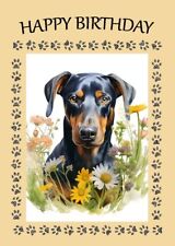DOBERMAN AND FLOWERS DOG HEAD