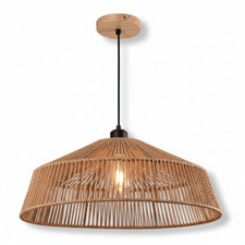 Lampadario Boho Chic in Corda di Carta Intrecciato Altezza Regolabile