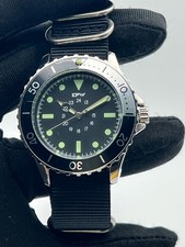 Orologio uomo lancette 24 ore ghiera girevole nato nylon nero quadrante nero