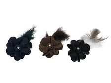 3 PINZE CAPELLI FIORE FELTRO PIUME FERMAGLI FORCINE MOLLETTE FERMACAPELLI CM 7