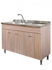 Mobile cucina due ante con lavello inox sx finitura olmo 120x50xH81cm Potres Sab