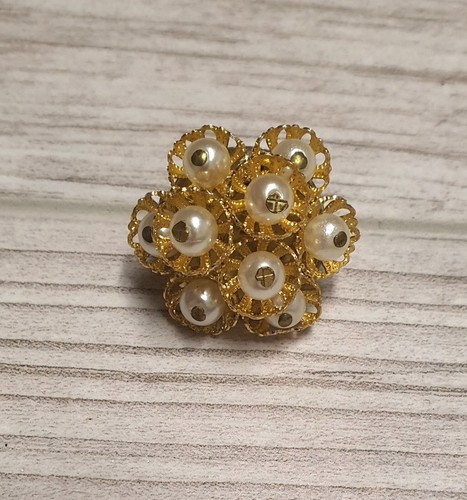 Spilla antica fiori color oro
