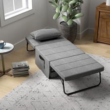HOMCOM Poltrona Letto Pieghevole 4 in 1 Pouf Sdraio 5 Livelli Altezza Regolabile Grigio