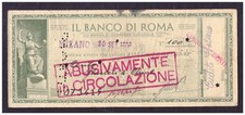 Assegno Circolare Il Banco di Roma RSI 1945 100 L. Abusivamente in Circolazione