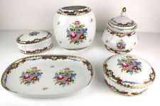 Servizio T. LIMOGES in porcellana bianca con Filo Oro Barattolo Vaso Vassoio