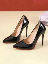 Decolte scarpe donna nero stiletto spillo 12 cm pelle sintetica CZ374