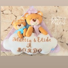 Bimbo Bimba a Bordo Personalizzati Orsetto  farfalle cuore multicolore macchina 