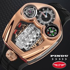 Orologio Pindu New Design Engine Series Quarzo Uomo Top-Lusso Acciaio Inox Co