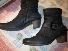 STIVALETTI in Pelle Donna - Suola gommata con tacco  N.41 colore nero - Usati