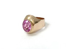 Anello in oro rosa 14k con corindone (vintage)