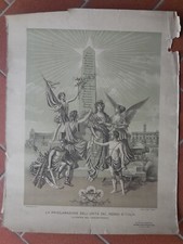 Grande diploma attestato 50 proclamazione unità d'Italia 1911 risorgimento 70x90