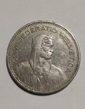 MONETA SVIZZERA CONFOEDERATIO HELVETICA 5 FRANCHI ANNO 1988 MATERIALE ARGENTO 