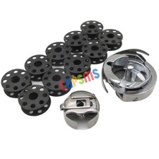 CUSTODIA GANCIO ROTANTE & BOBINA & 10 BOBINE ADATTA PER SINGER 20U BROTHER B651 CONSEW 99 103