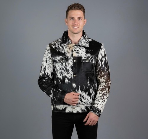 Men cowhide hair leather - on,