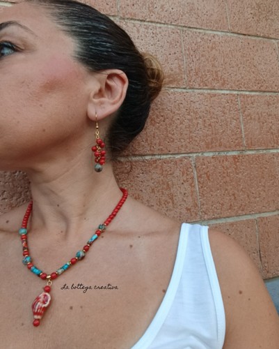Collana orecchini con pietre - collana,