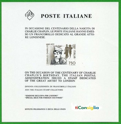 Italia 1989 foglietto chaplin - 1989,