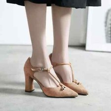 decolte scarpe donna beige tacco quadrato 9 cm pelle sintetica eleganti 9690