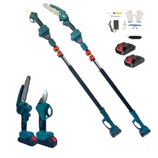 Kit Potatura Mini Motosega 6"+Forbice Cesoia 48V a Batteria con Asta Telescopica