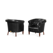 2 poltrone Renzo Frau Fumoir pelle nera rryy