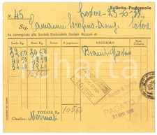 1937 LOVERE (BG) Bolletta padronale per consegna a Essiccatoio Sociale BOZZOLI