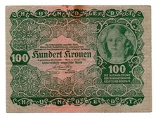 AUSTRIA- BANCONOTA DA 100 KORONE DEL 1922
