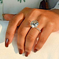 Raro anello solitario con diamanti certificati 11,50 ct! Borchie diamantate GRATIS!Tariffe gratuite
