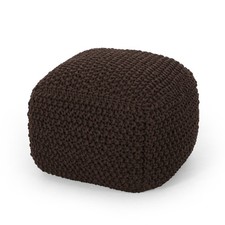 Cube Texture Fabric Pouf Brown