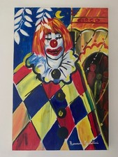 MUSSOLINI ROMANO olio su tela 40x60 -PAGLIACCIO AL CIRCO - Certificato FIAR