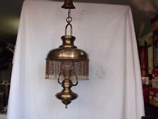 Lampadario in ottone con perline Vintage Funzionante