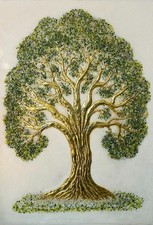 QUADRO MODERNO, ARREDAMENTO CASA, 100X73 STRASS , FOGLI D'ORO, RESINA EPOSSIDICA