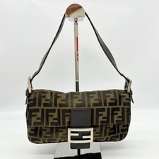 Borsa a tracolla FENDI Mamma Baguette Zucca logo FF borsetta pelle tela Y2K originale