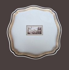 Richard Ginori Doccia 1931  Piatto  veduta neoclassica oro e blu, anteguerra