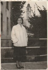 B4 -  Foto Photo Fotografia Anni 60 - Donna Cappotto Bianco Campanile