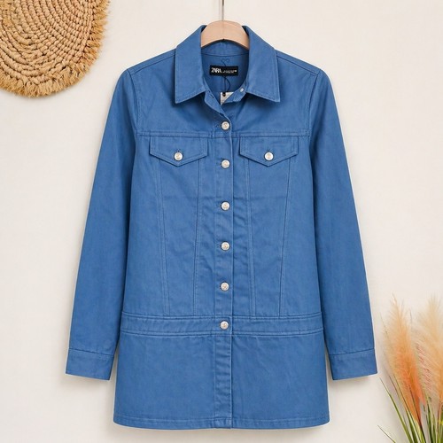 Zara nuovo denim blu bottone - zara,