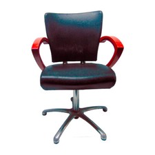 Poltrona parrucchiere unisex, ecopelle base girevole rotonda con pompa idraulica