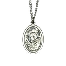 Collana Ciondolo Padre Pio Argento Gioielli Religiosi Medaglia Cattolica Santa Italia