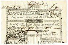22 SCUDI CEDOLA SACRO MONTE DELLA PIETÀ DI ROMA 01/05/1797 SPL+