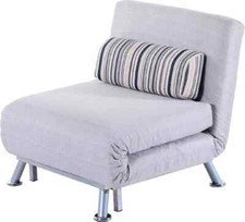 DecHome Poltrona Letto Ferro e Cotone Cuscino A Righe Grigio 75x70x75cm - 833066