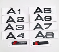 SCRITTA TARGHETTA FREGIO BAULE POSTERIORE AUDI A1 2 3 4 5 5 7 NERO LUCIDO STEMMA